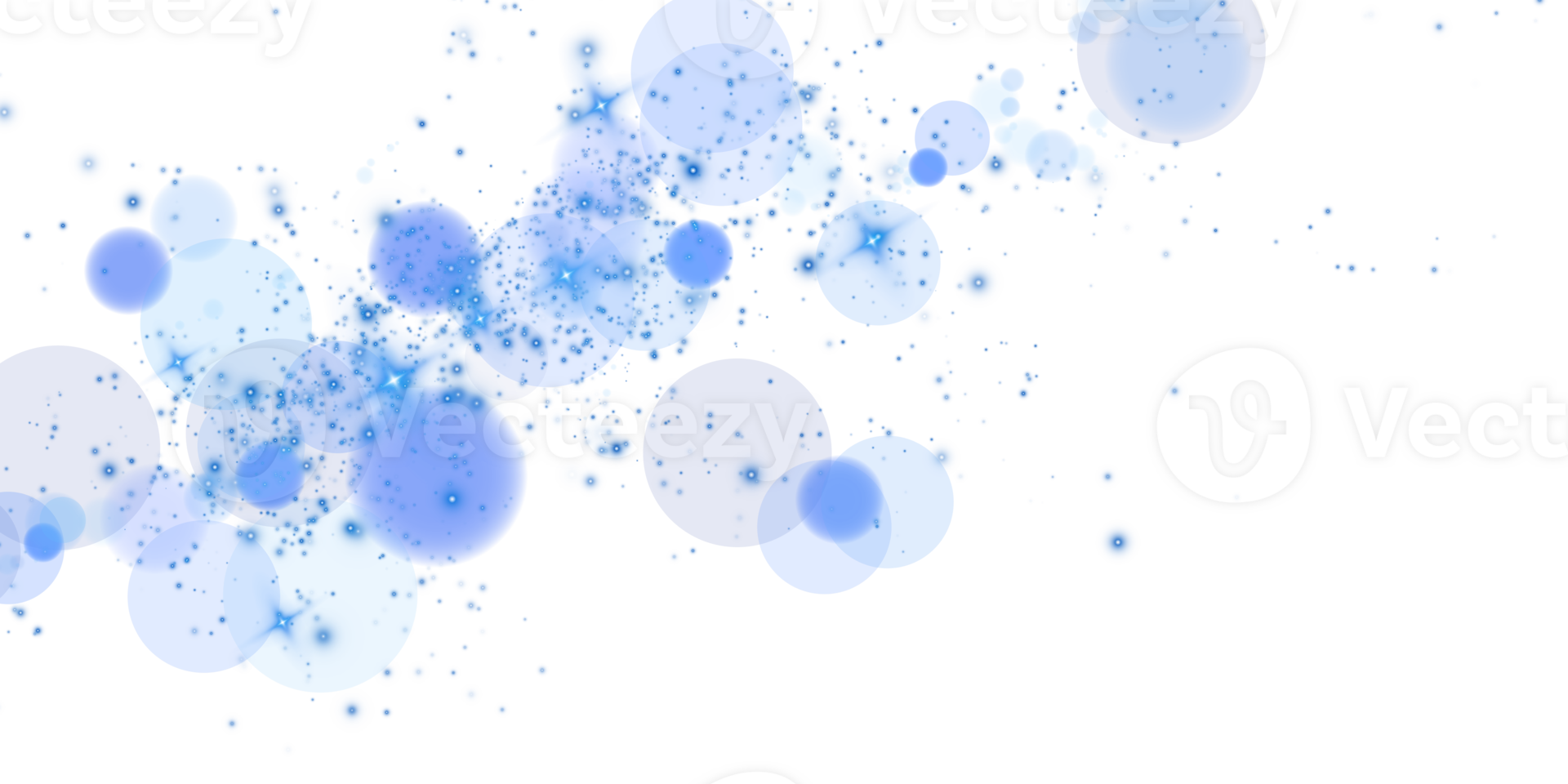 Beautiful Blue Bokeh Effect Featuring Glowing Orbs and Soft Sparkles on a Transparent Background Design png