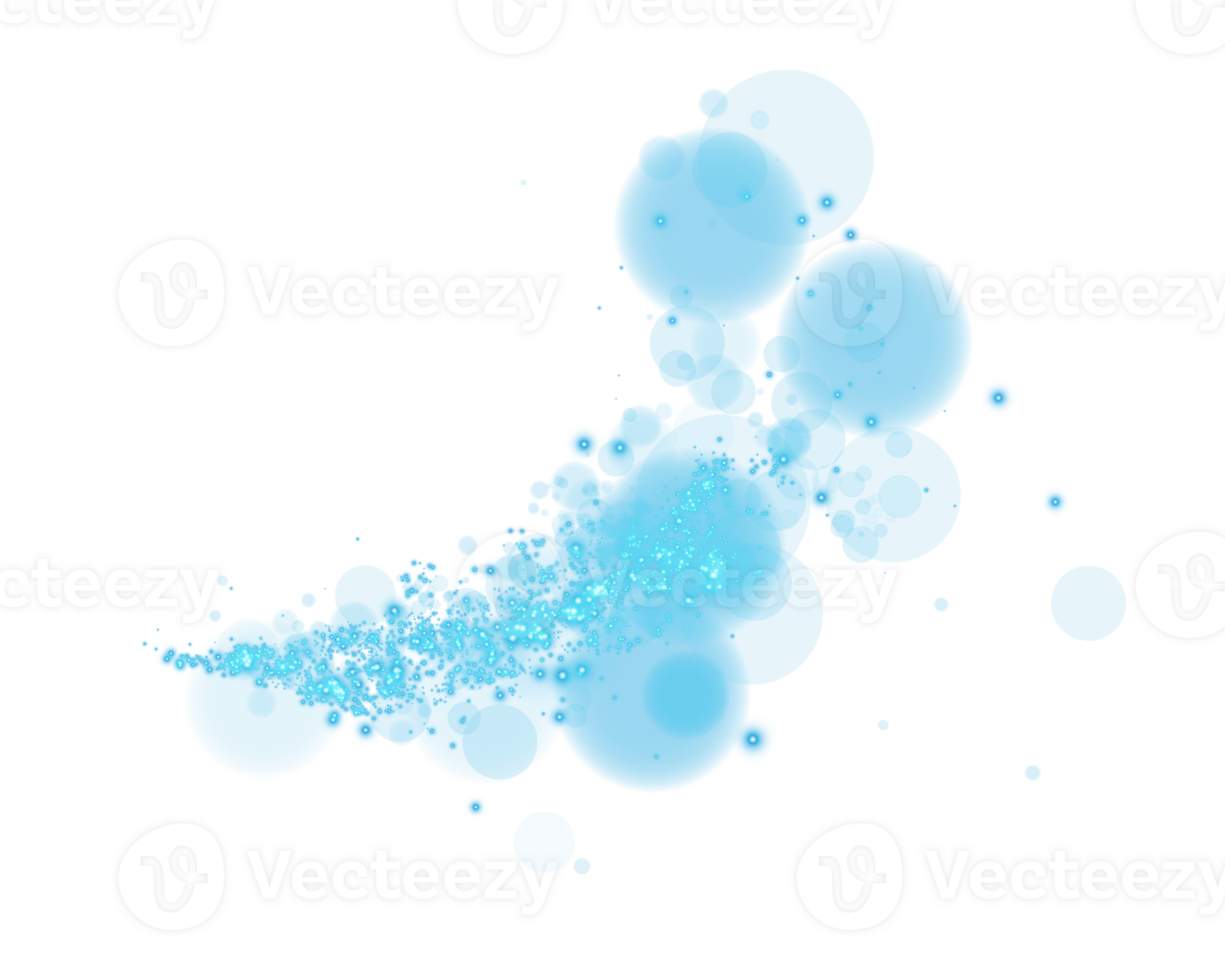 A mesmerizing soft blue bokeh effect featuring glowing orbs and sparkles set against a transparent background png