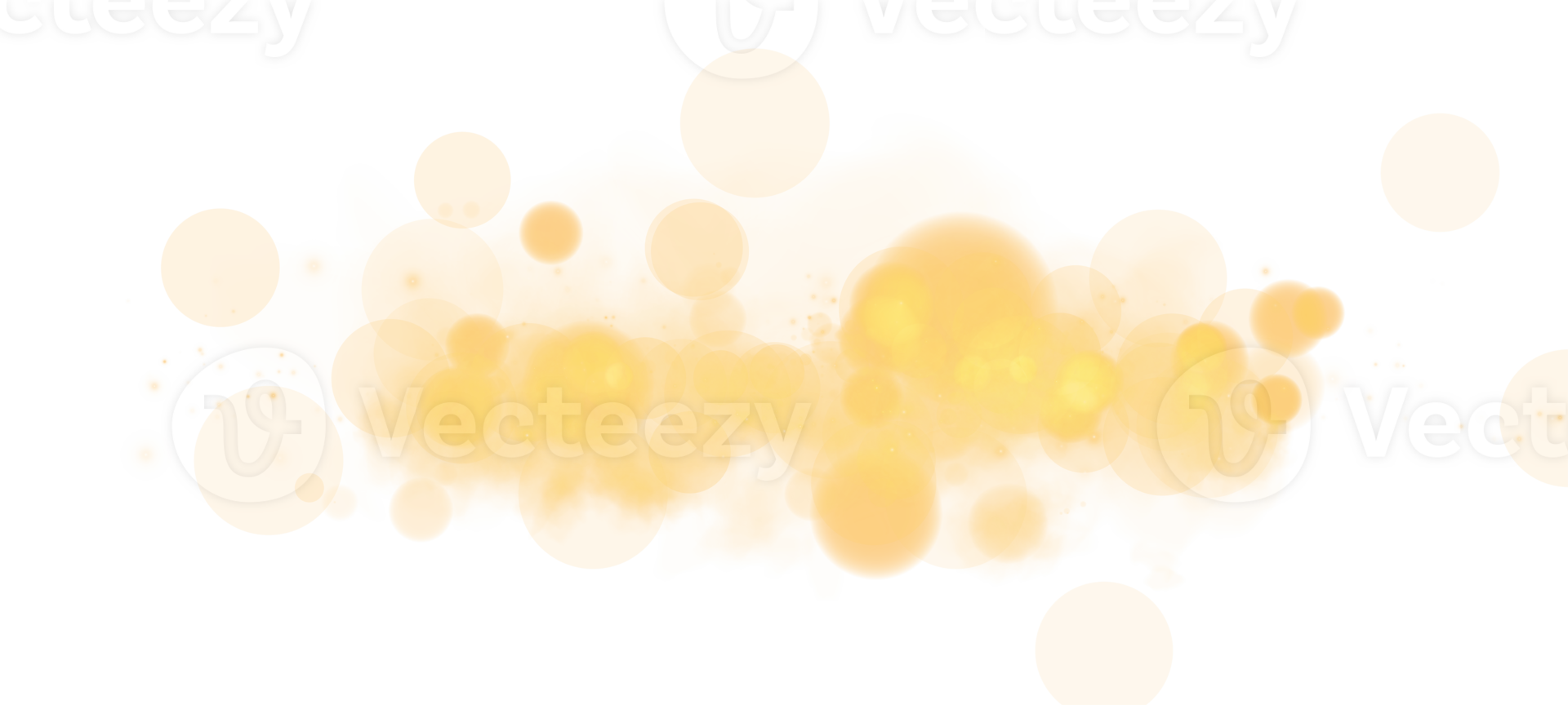 Explore the enchanting Bokeh Effect featuring glowing yellow orbs and soft sparkling lights on a transparent background png