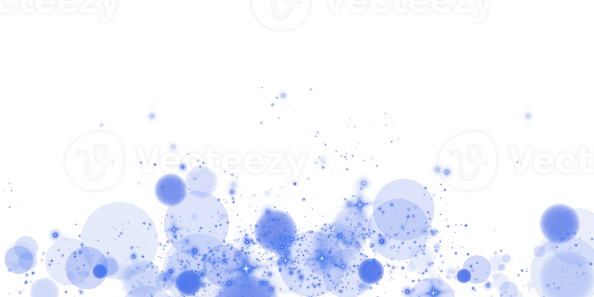 Discover the Bokeh Effect with Glowing Blue Orbs and Soft Sparkles on a Transparent Background for a dreamy look png