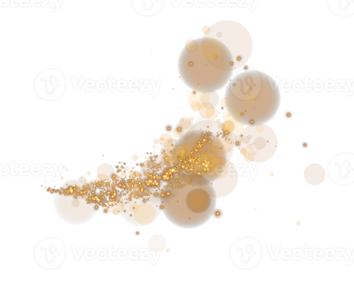 Explore the mesmerizing Golden Bokeh Effect with glowing orbs and soft sparkles on a clear transparent background png