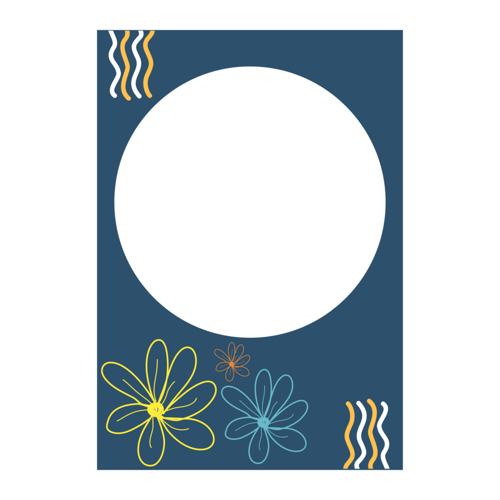 a blue and yellow flower frame with a circle in the middle png