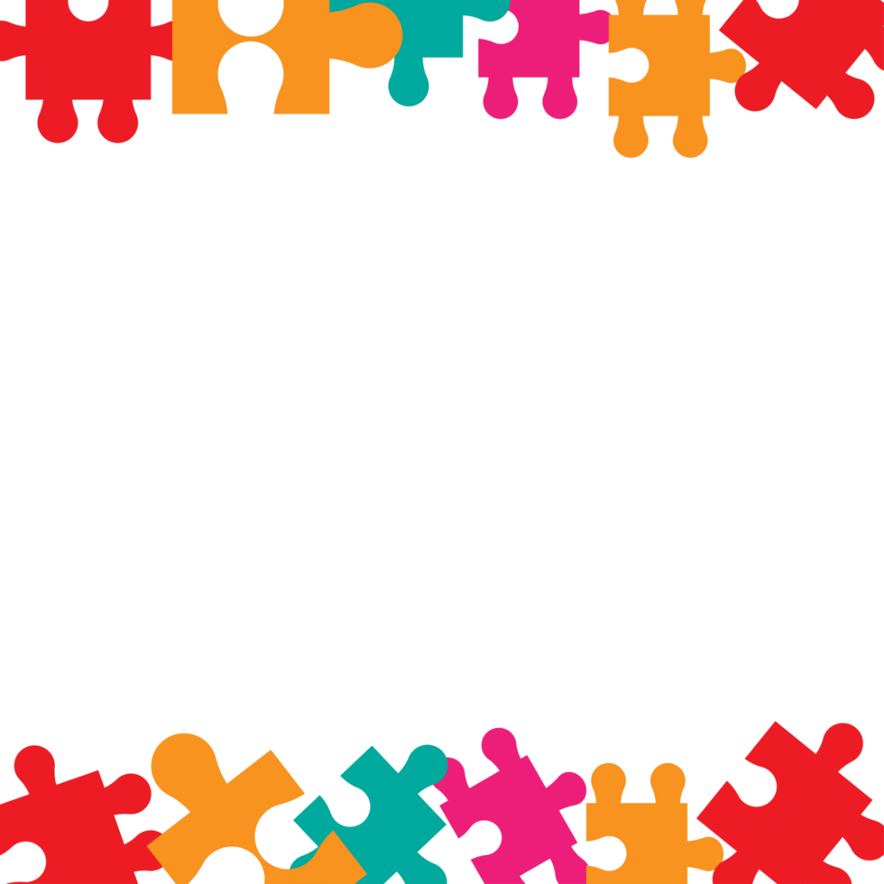 colorful puzzle frame like art on a transparent background png