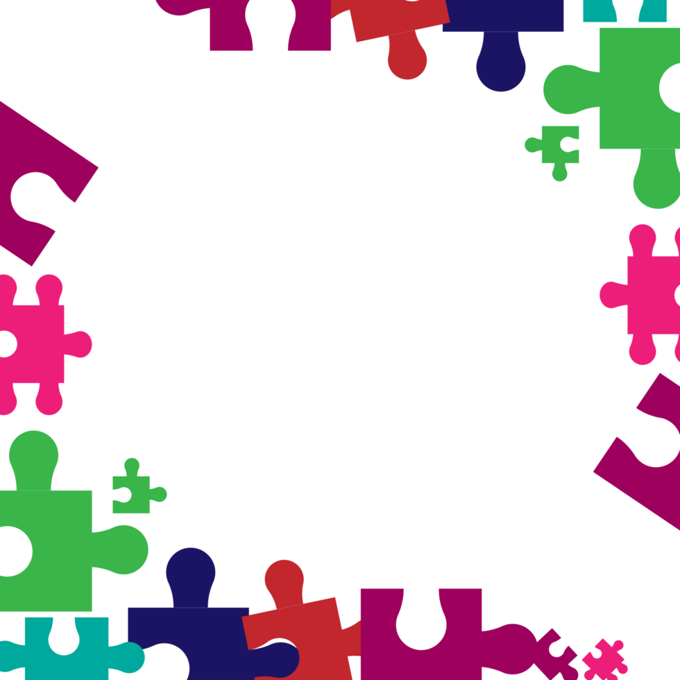 multi colorful puzzle pieces on transparent background png