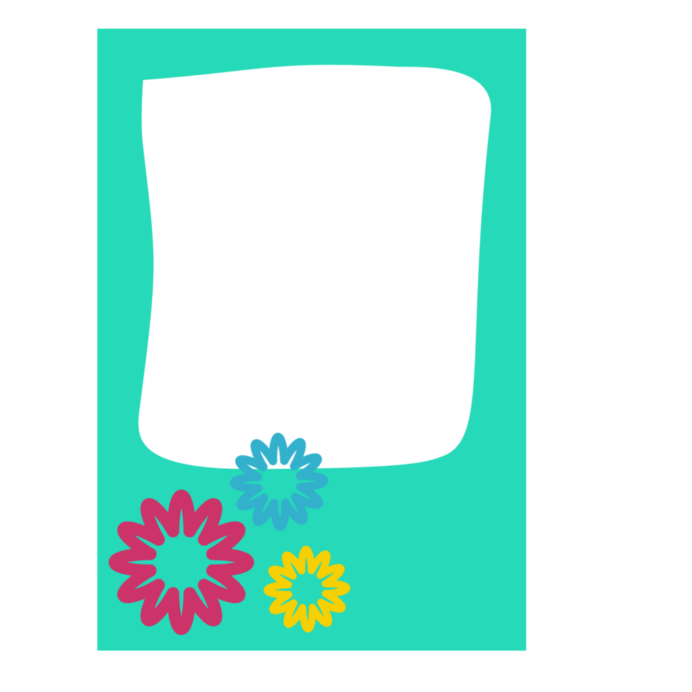 a flower frame with a green background and a blue frame png