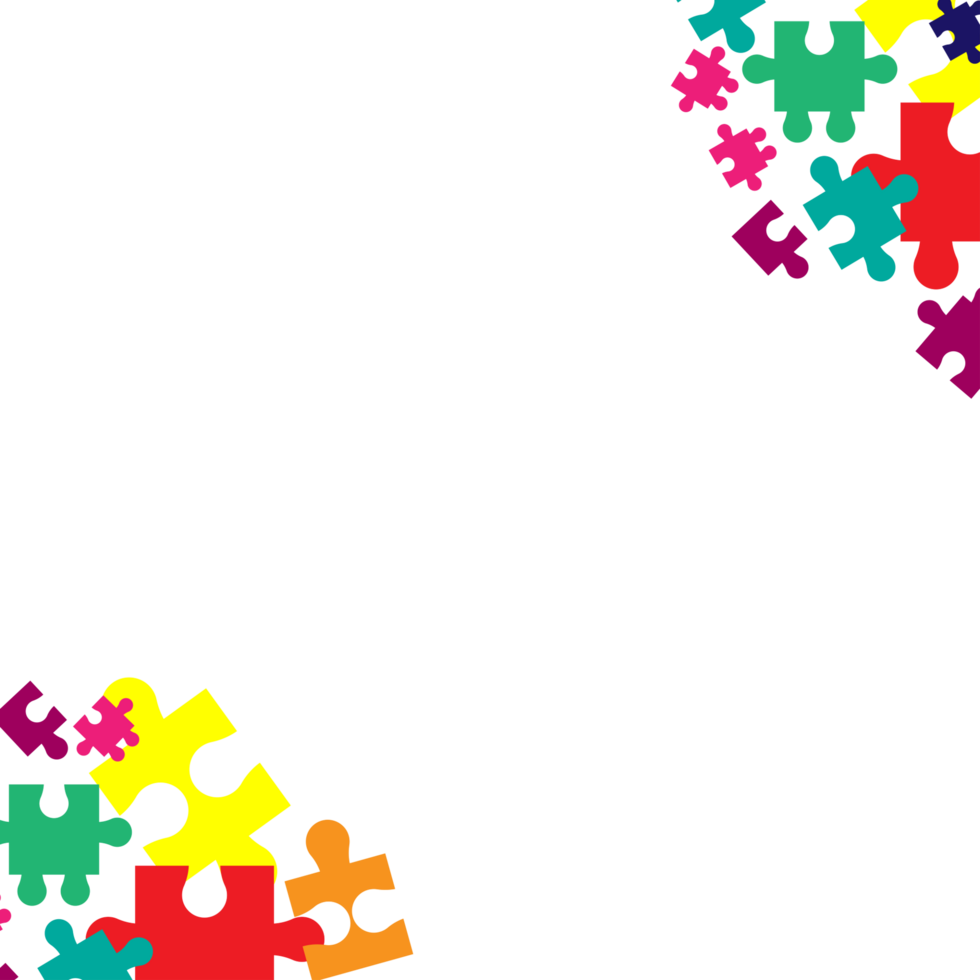 corners with colorful puzzle pieces on a transparent background png
