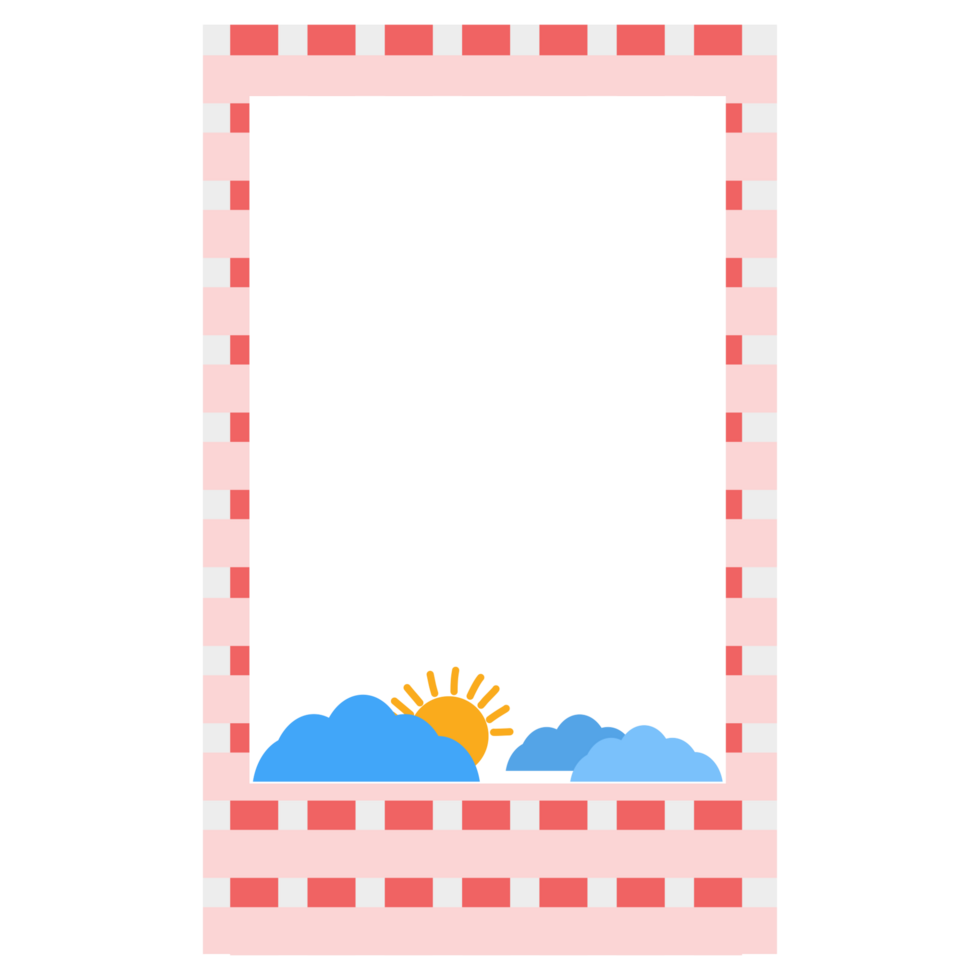 a square frame with a sun and clouds on it png