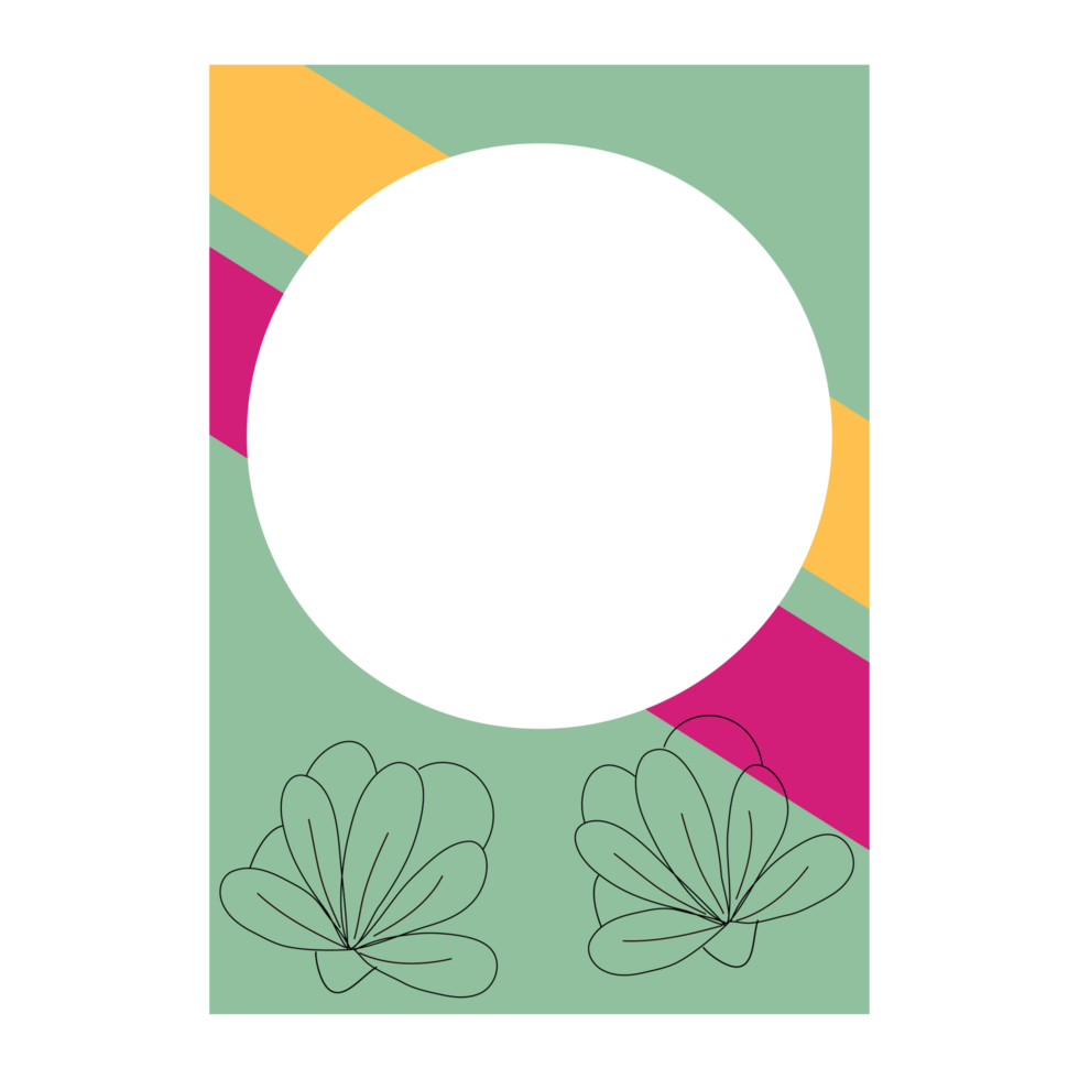 a green and yellow frame with a flower on it png