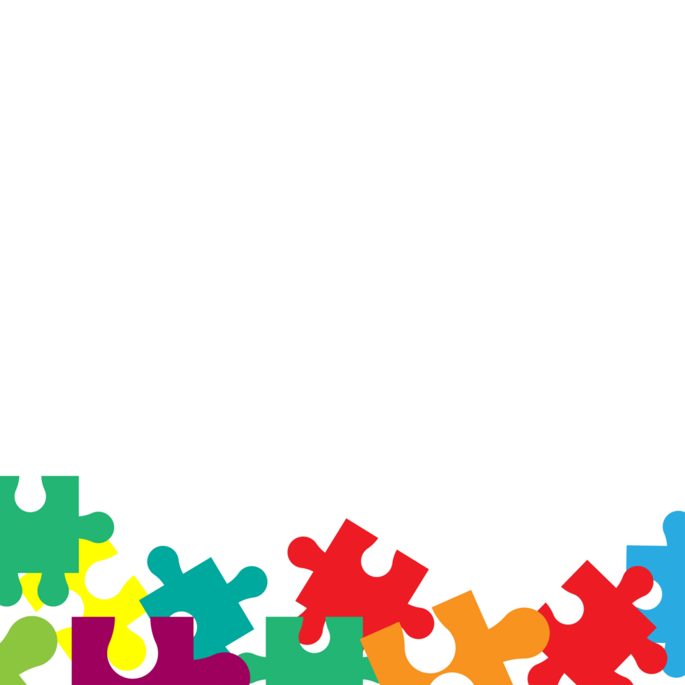 colorful puzzle frame pieces on a transparent background png