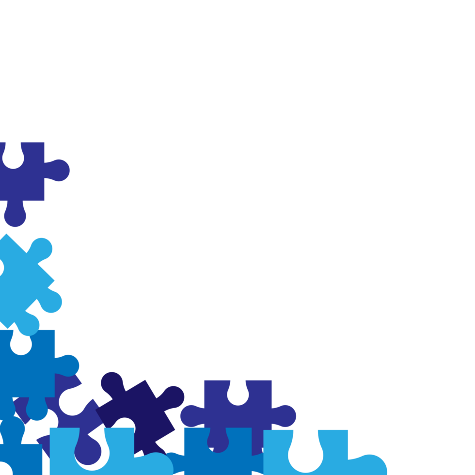 multi blue puzzle pieces on transparent background png