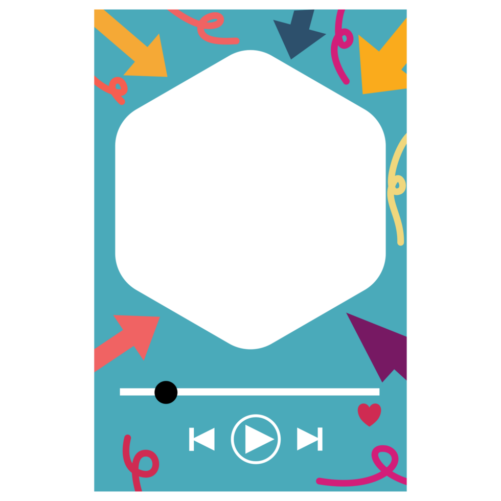 a colorful frame with arrows and a play button png