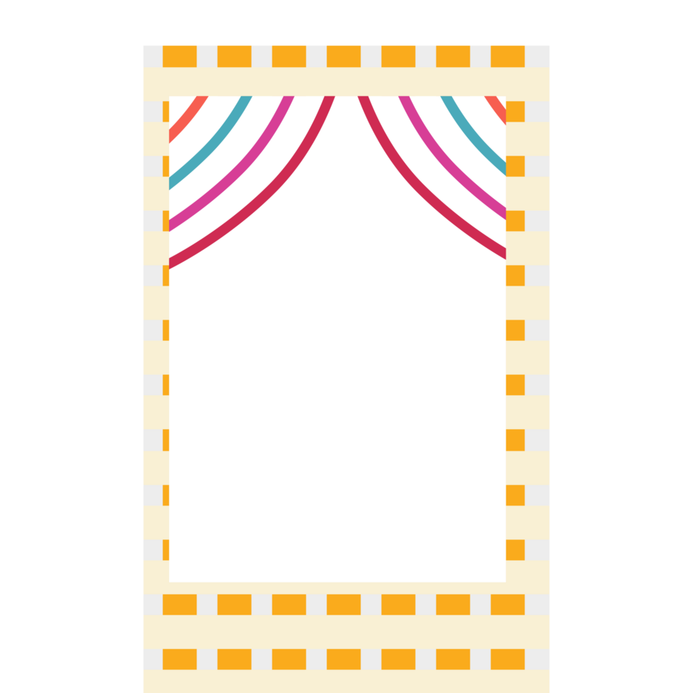 a colorful frame with a curtain on it png