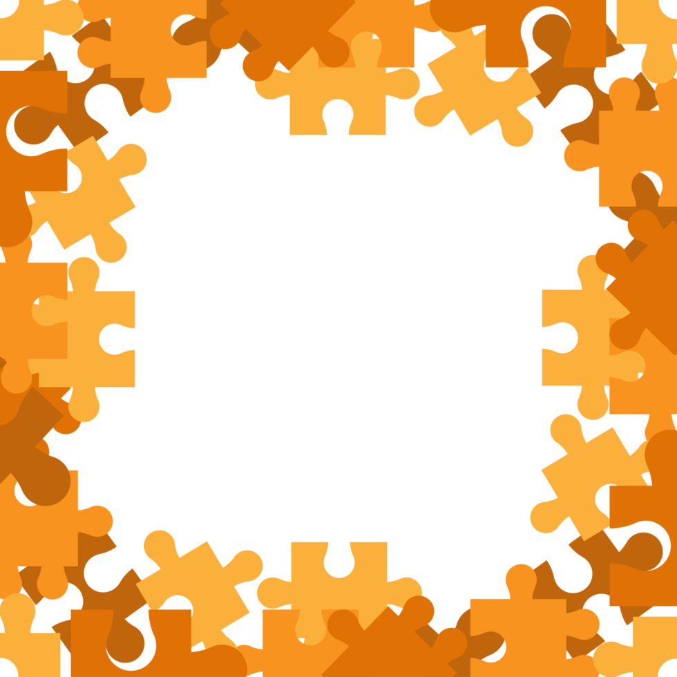 orange puzzle frame pieces on transparent background png