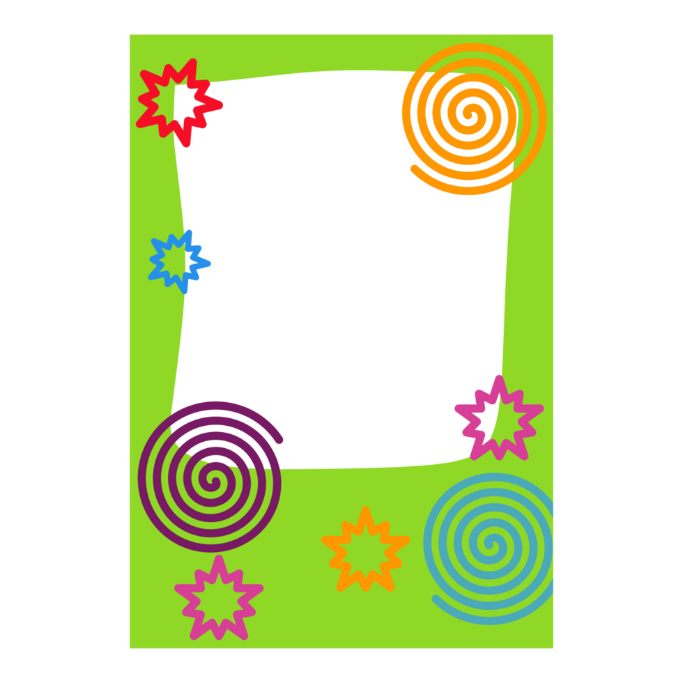 a colorful frame with swirls and stars on it png