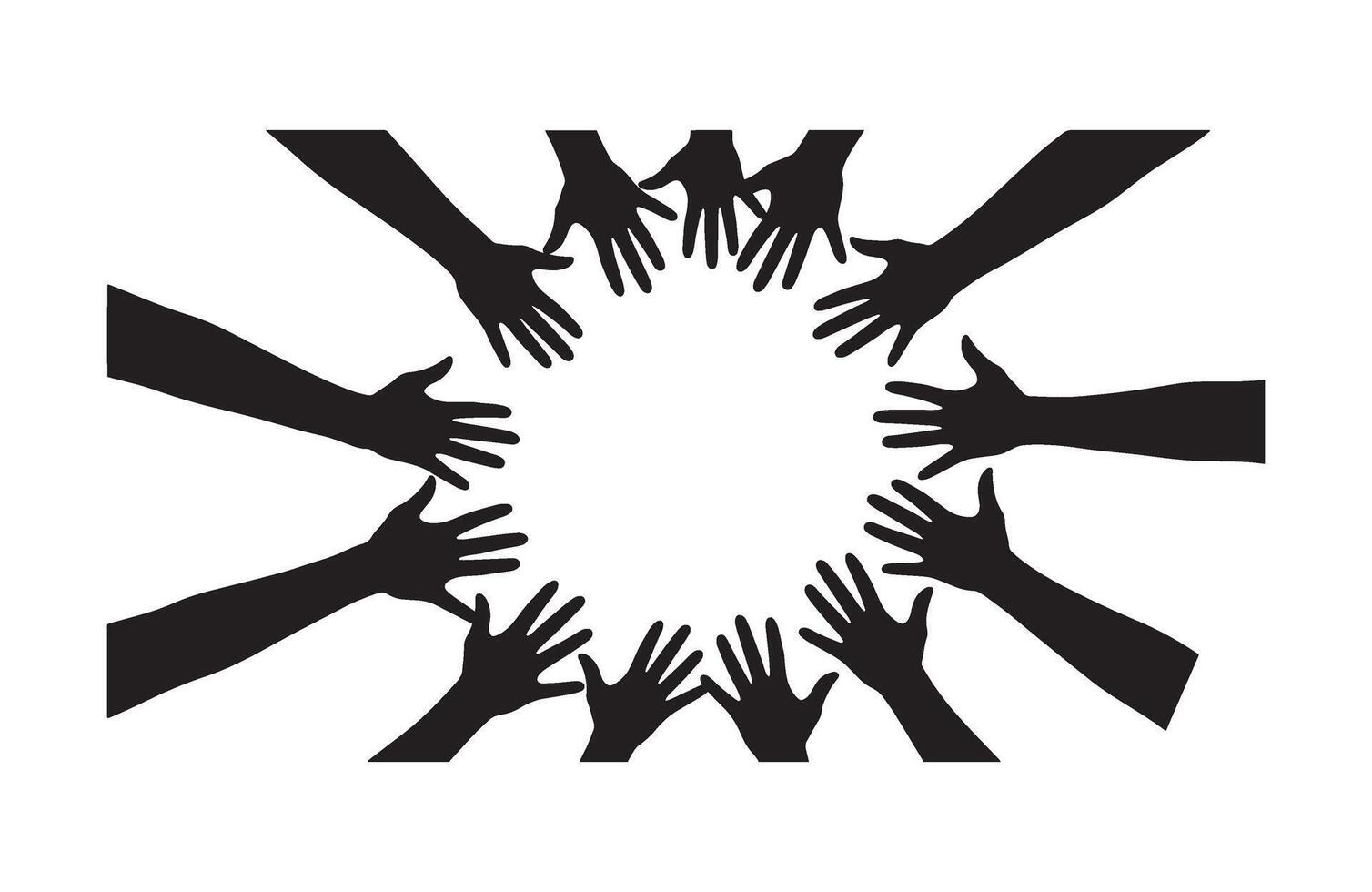 Circle of Helping Hands Silhouette Art for Social and Charity Projects vector