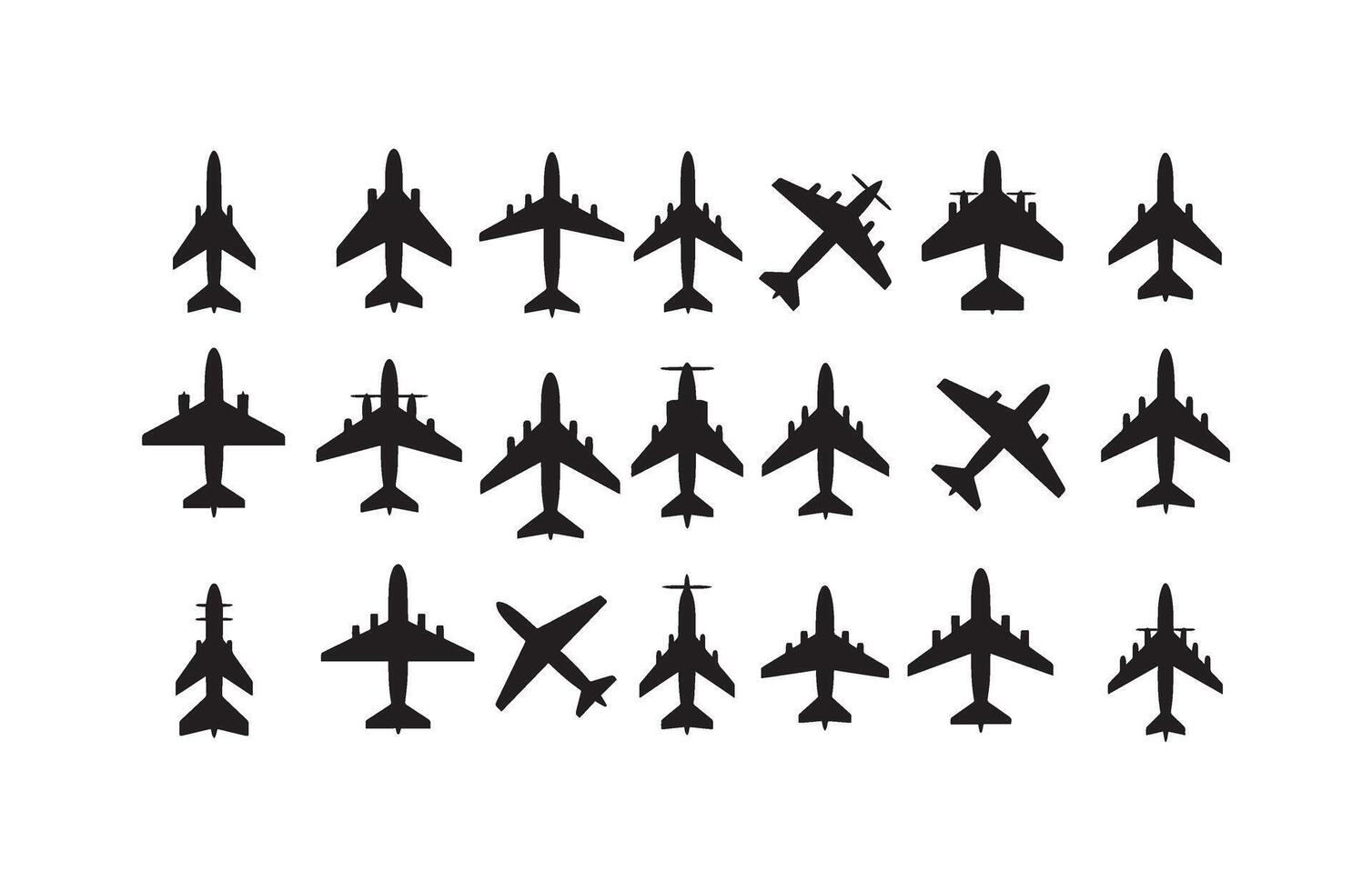 Top View Silhouettes of Warplanes and Military Jets for Aviation Enthusiasts vector