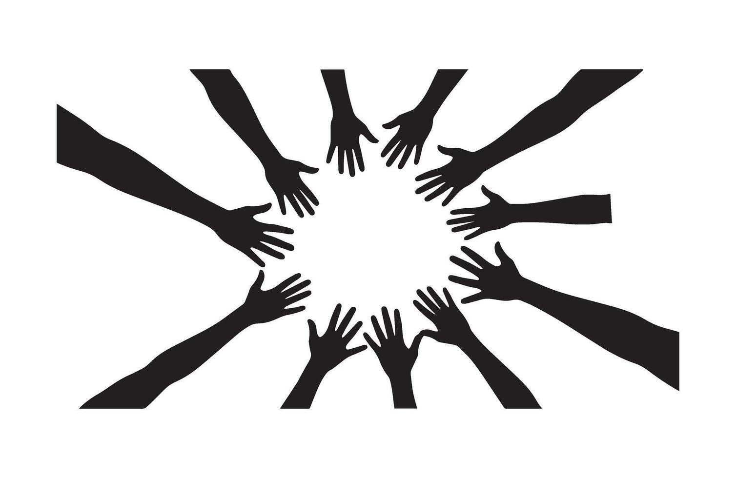 Symbolic Reaching Hands in Circle Shape for Team Spirit and Togetherness vector