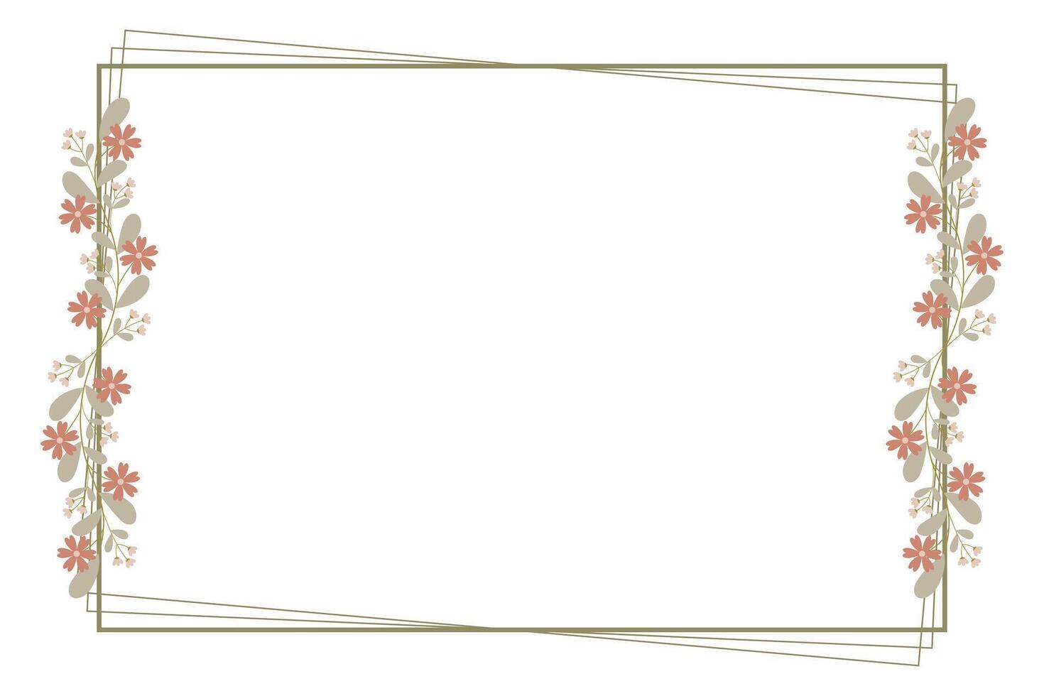 Rectangle Wreath Border Frame With Leaves And Brown Floral Decoration vector