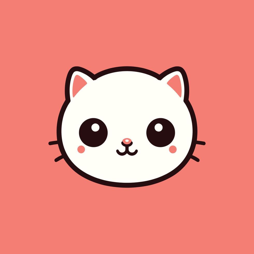 a white cat with big eyes on a pink background vector