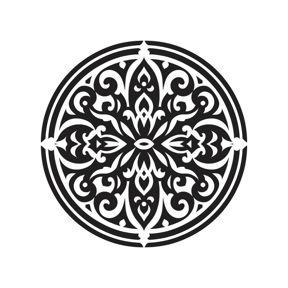 a black and white design of a circular pattern vector