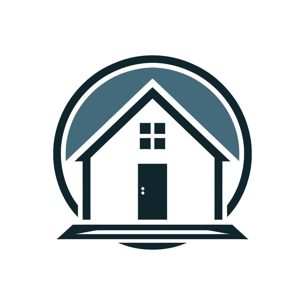 a house icon with a blue background vector