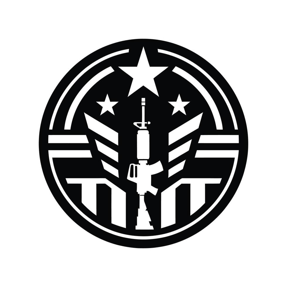 the logo for the military is shown in black and white vector