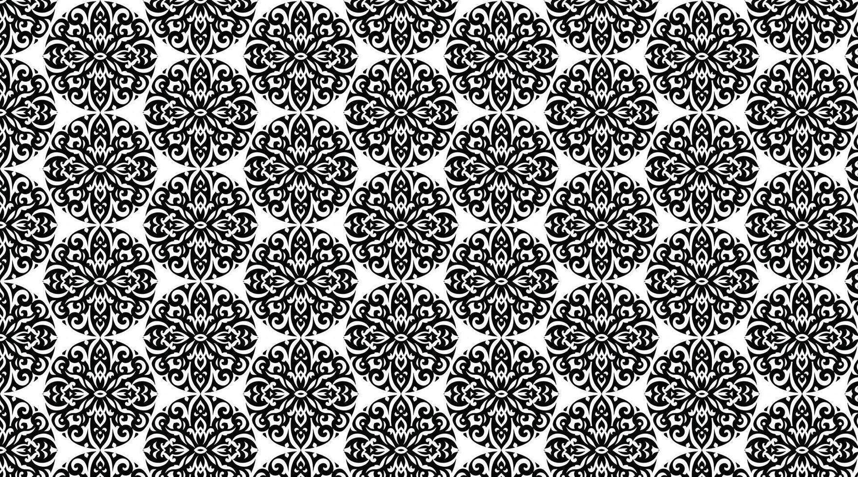 a black and white pattern with ornate designs vector