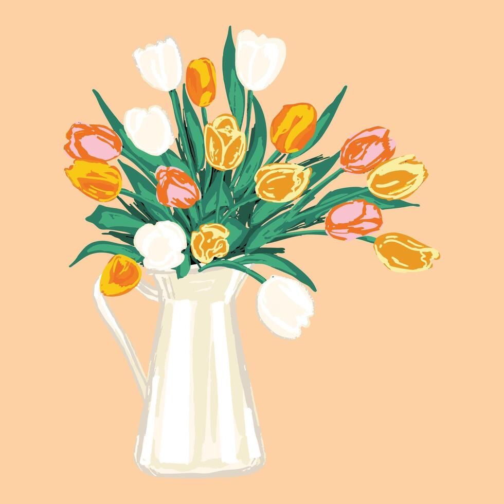 Vase of Colorful Tulips vector