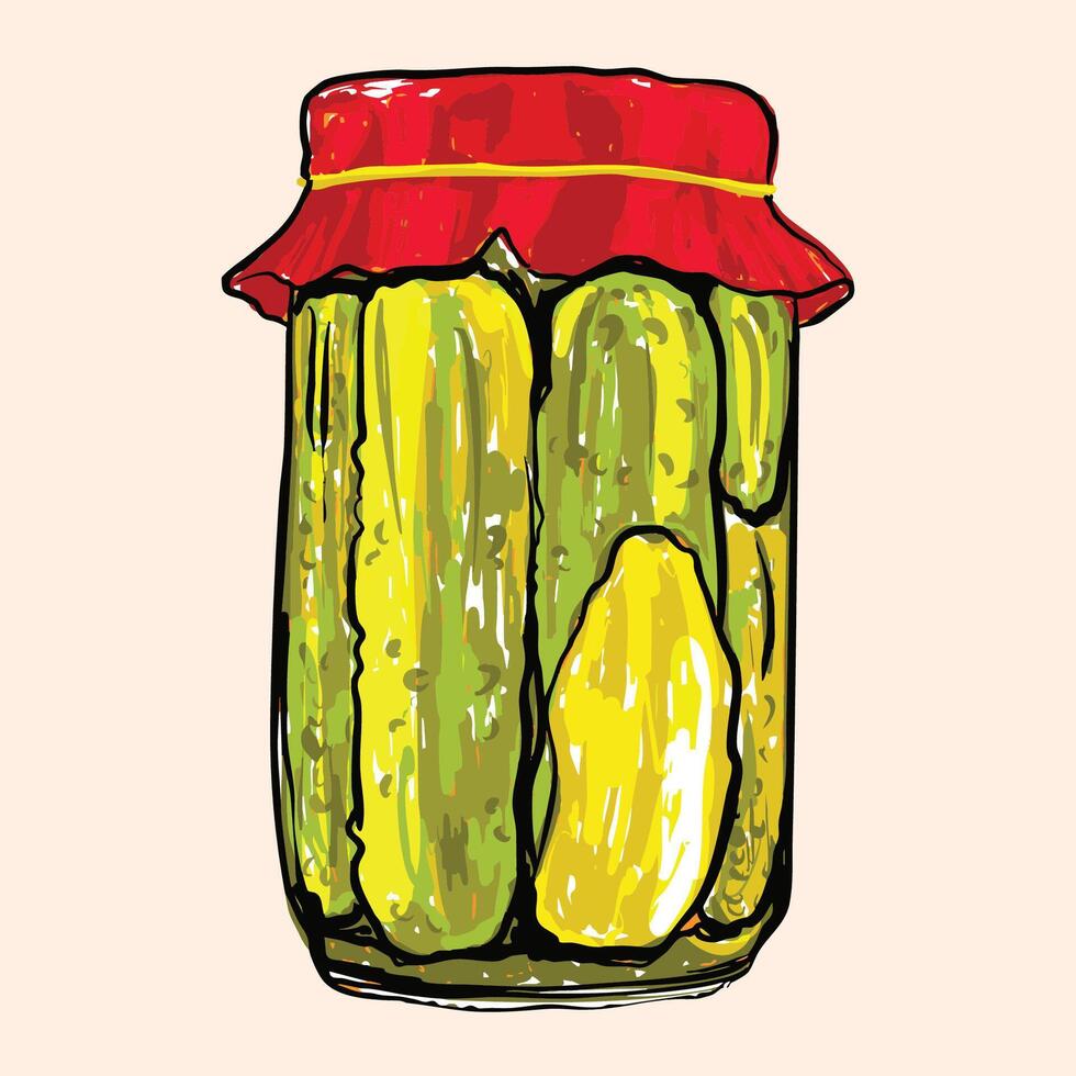 Pickle Jar with Red Fabric Cover vector