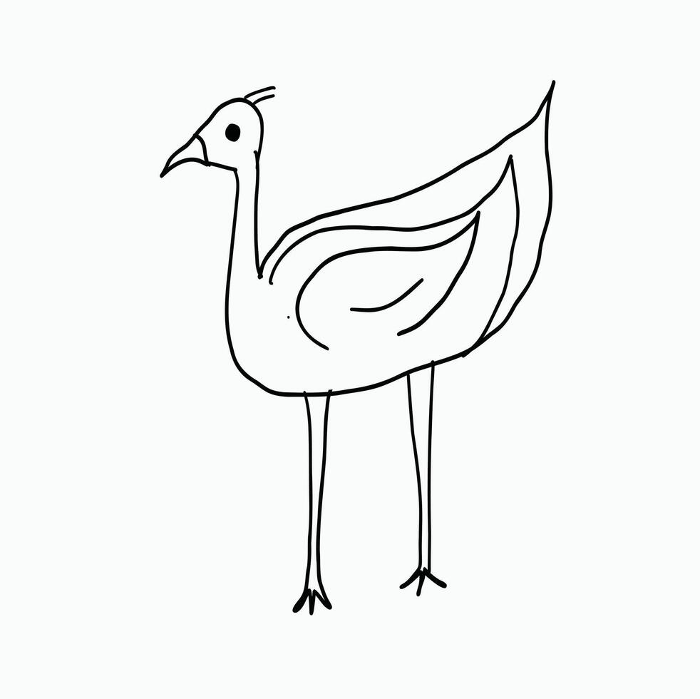 Line Art. black and white. Cute Flamingo cartoon clipart character, Pink Flamingo Character. Exotic fauna illustration vector
