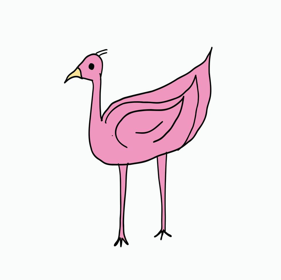 Cute Flamingo cartoon clipart character, Pink Flamingo Character. Exotic fauna illustration vector