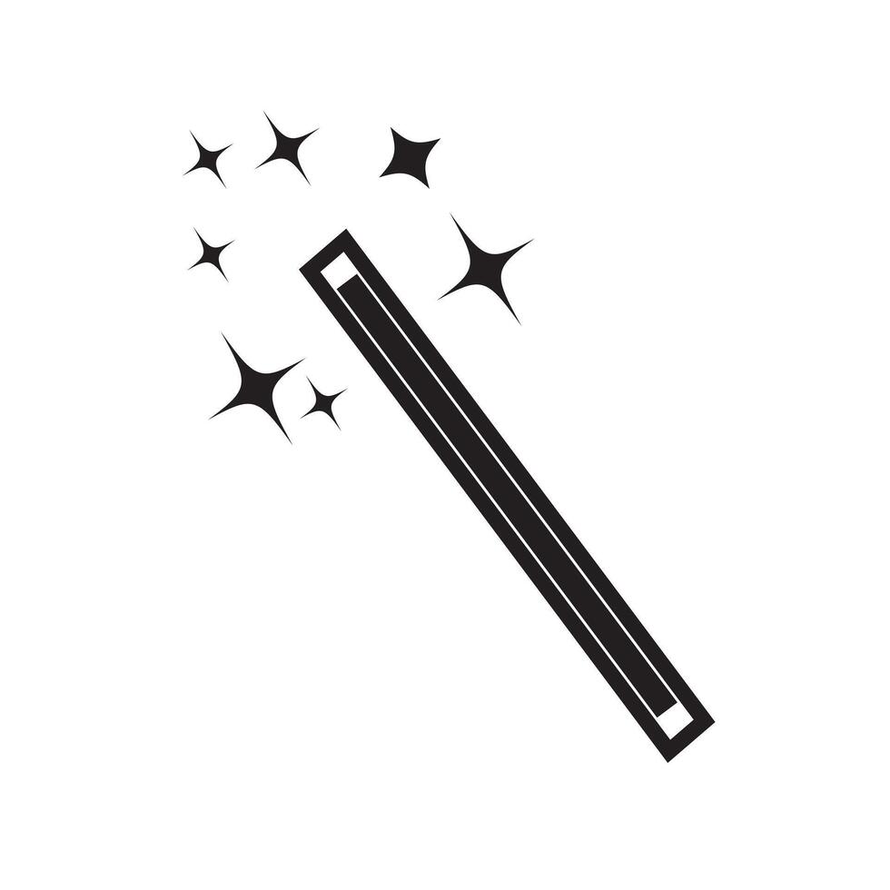 Magic wand with stars flat sign design vector