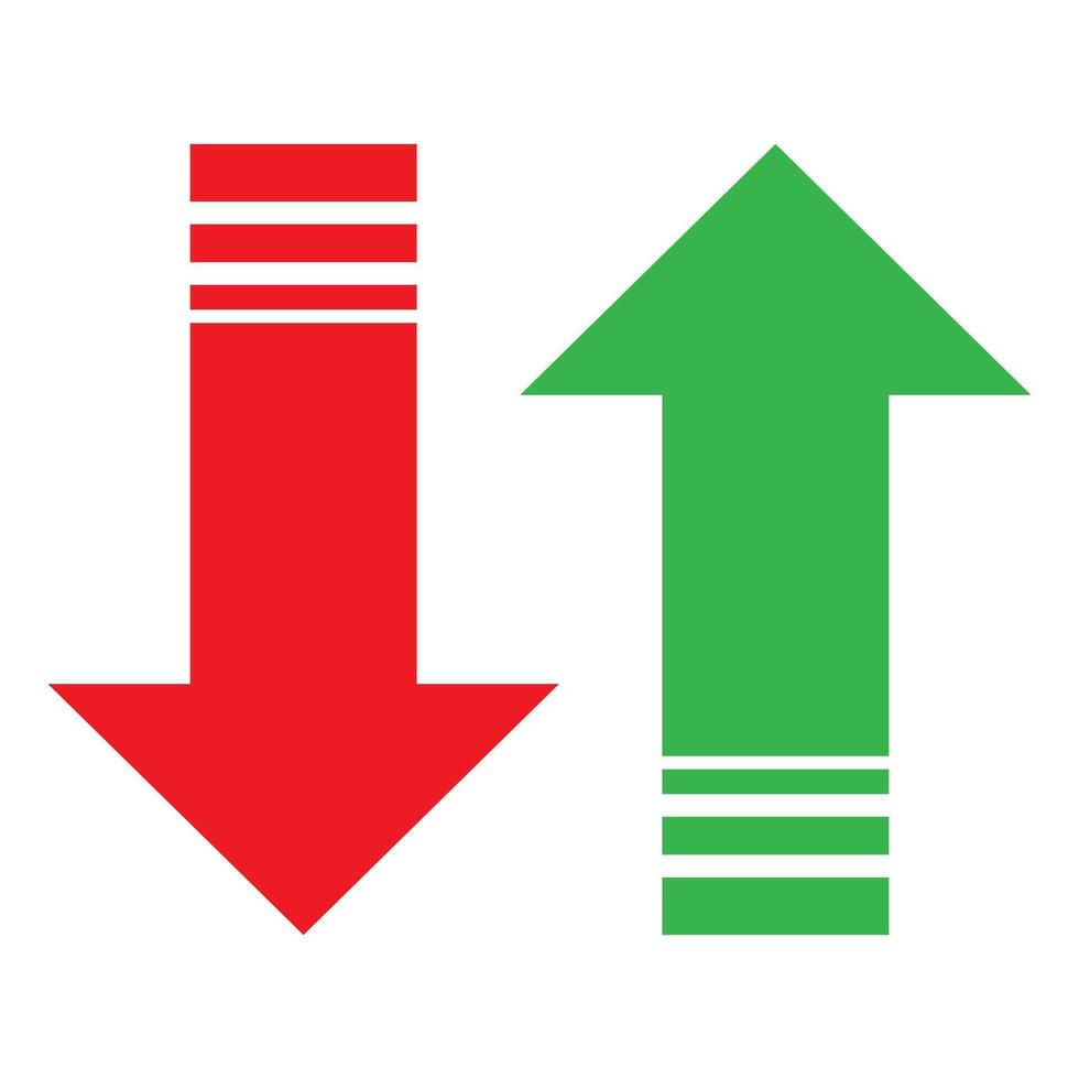 Simple green up and red down arrows vector