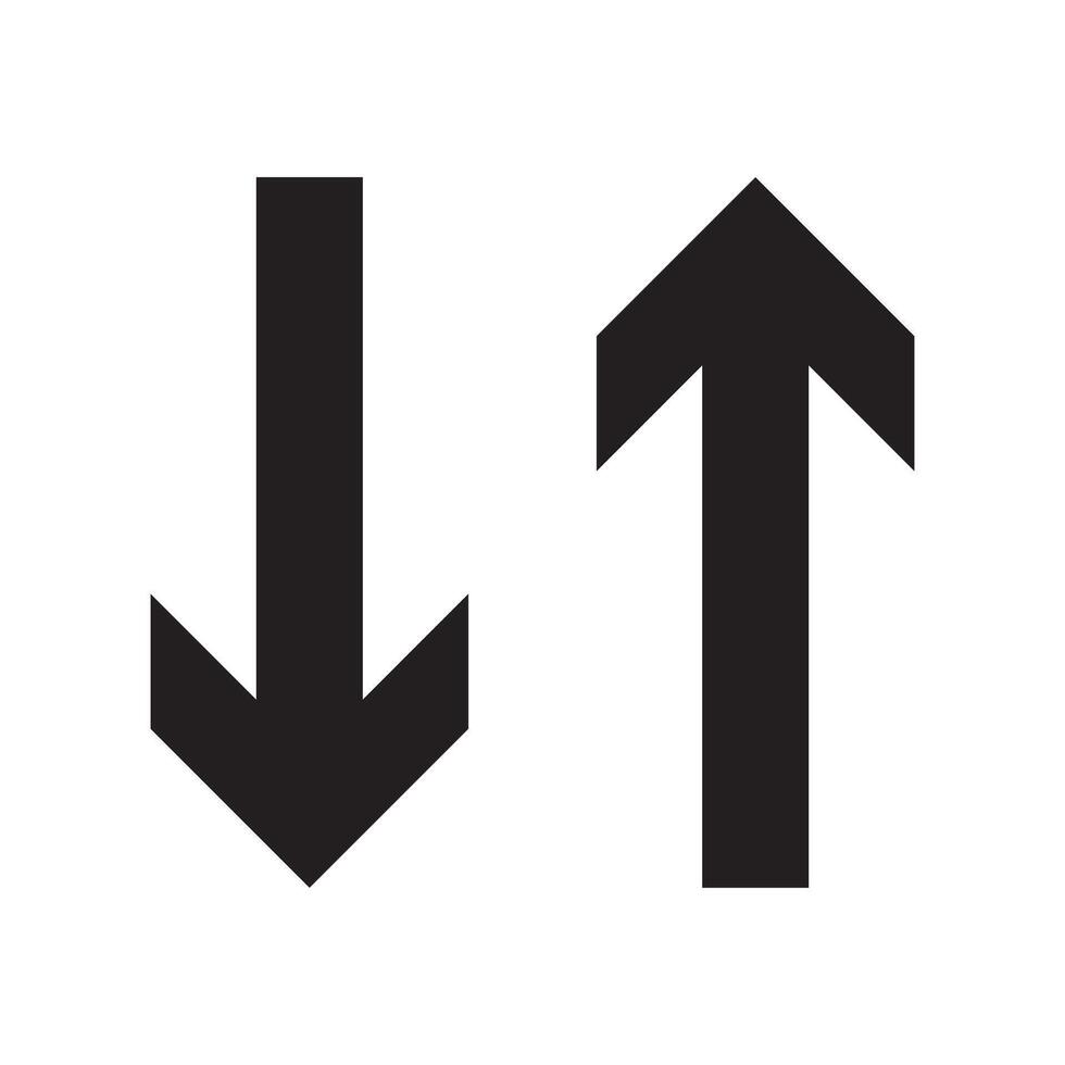 Up Down Arrow Icon North South Pointer Point Lift Elevator Button Download Upload Load Loading Cursor Forward Backward Black White Sign Symbol vector