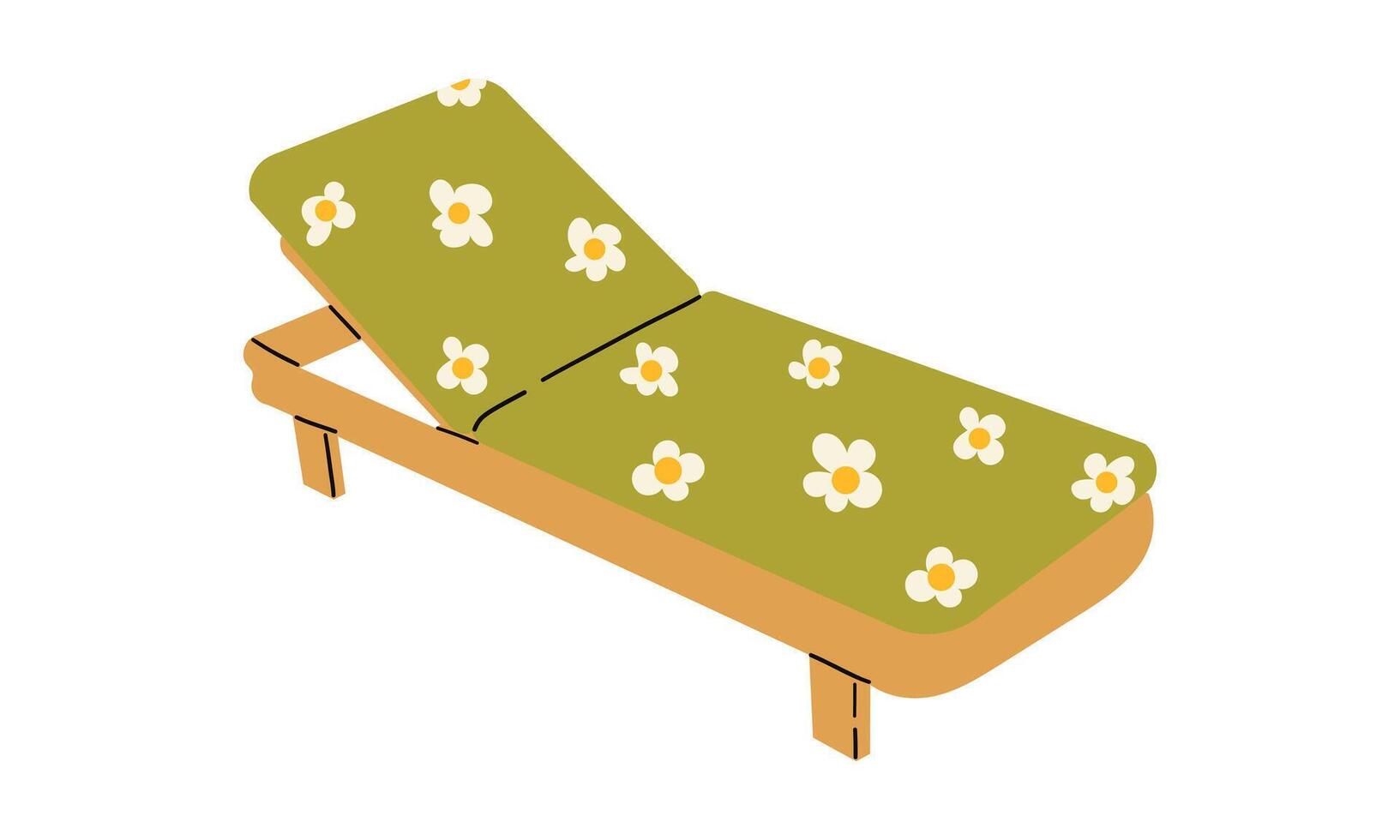 Flat icon of Beach element and object . Isolated Illustration. Beach sunbeds, chairs,for beach. Enjoying suntan. Summer time design icon vector