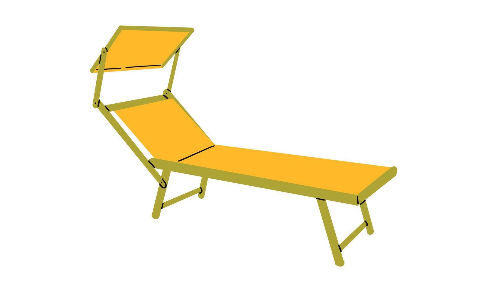 Flat icon of Beach element and object . Isolated Illustration. Yellow Beach sunbeds, chairs, for beach. Enjoying suntan. Summer time design icons isolate on white . vector