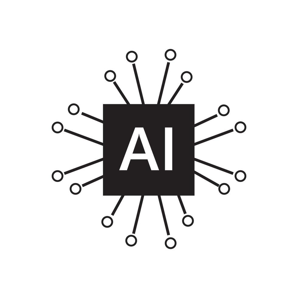 Blue Artificial intelligence AI pictogram vector