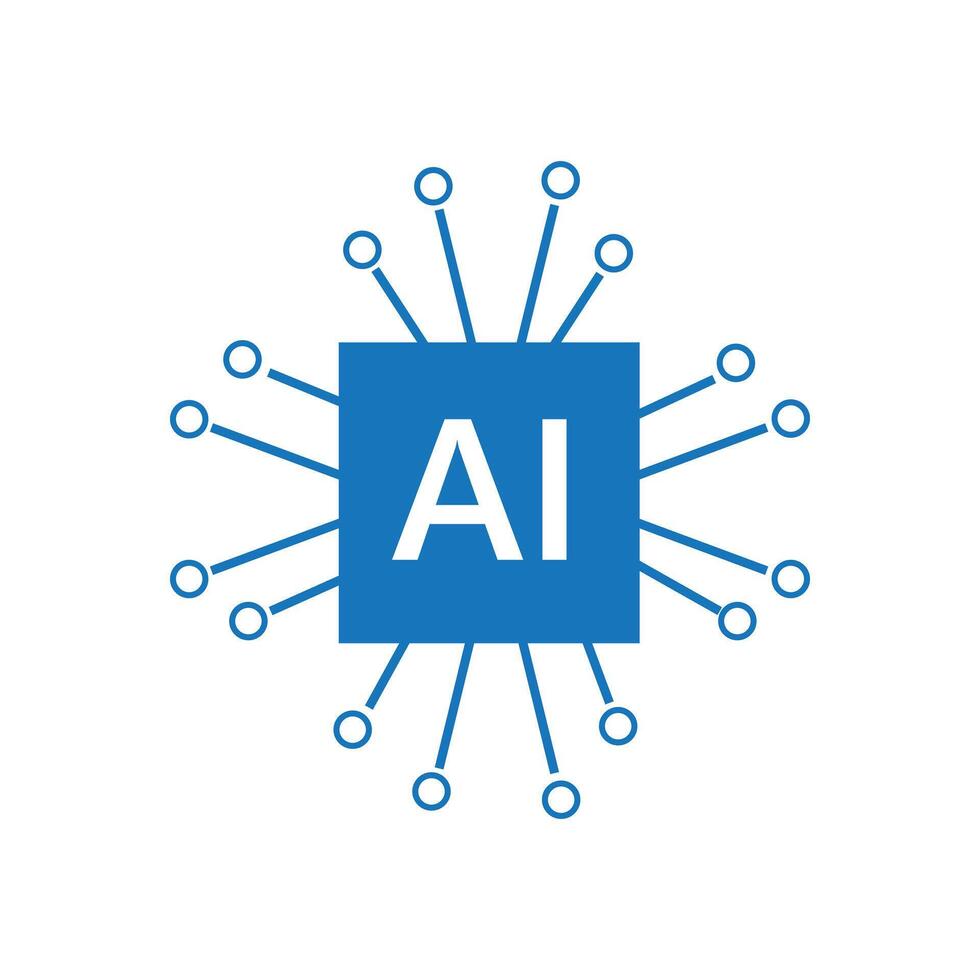 Artificial intelligence AI processor chip icon. vector