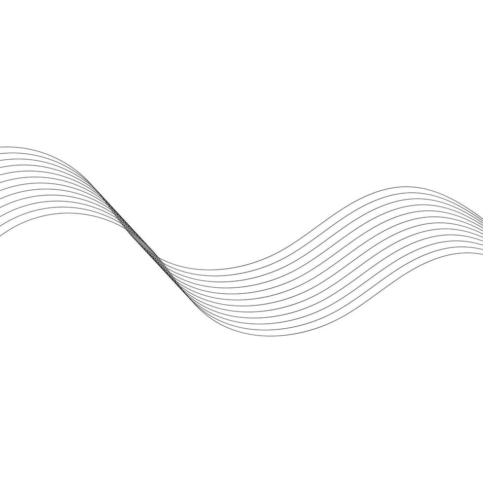 Undulate Grey Wave Swirl, frequency sound wave, twisted curve lines with blend effect .. vector