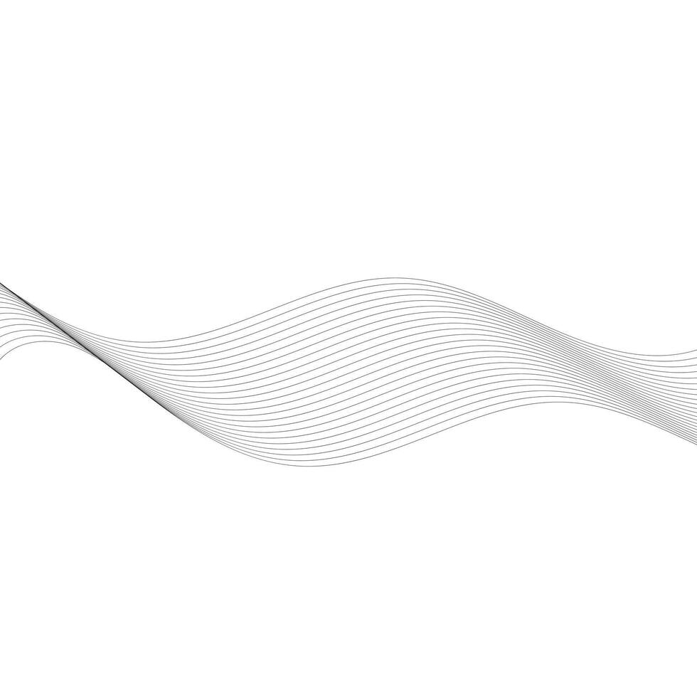 Soundwave frequency, dynamic twisted lines. Monochrome grey color flow, isolated border on white background vector