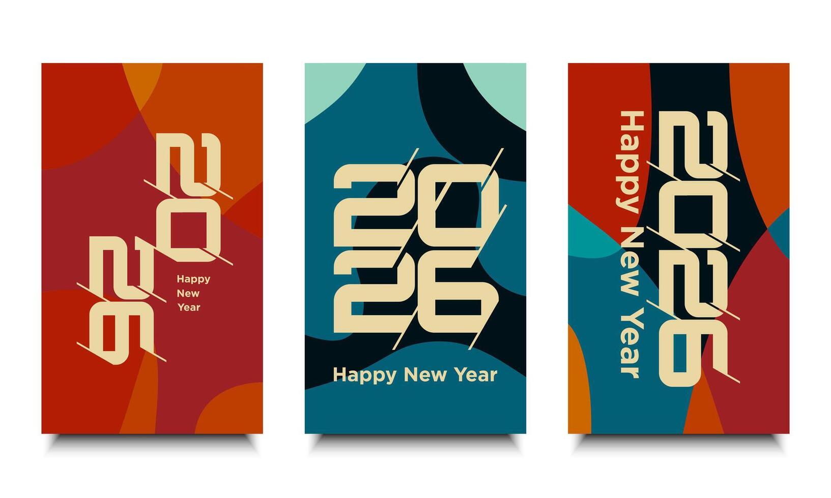 Set of 2026 Happy New Year Template Design. vector
