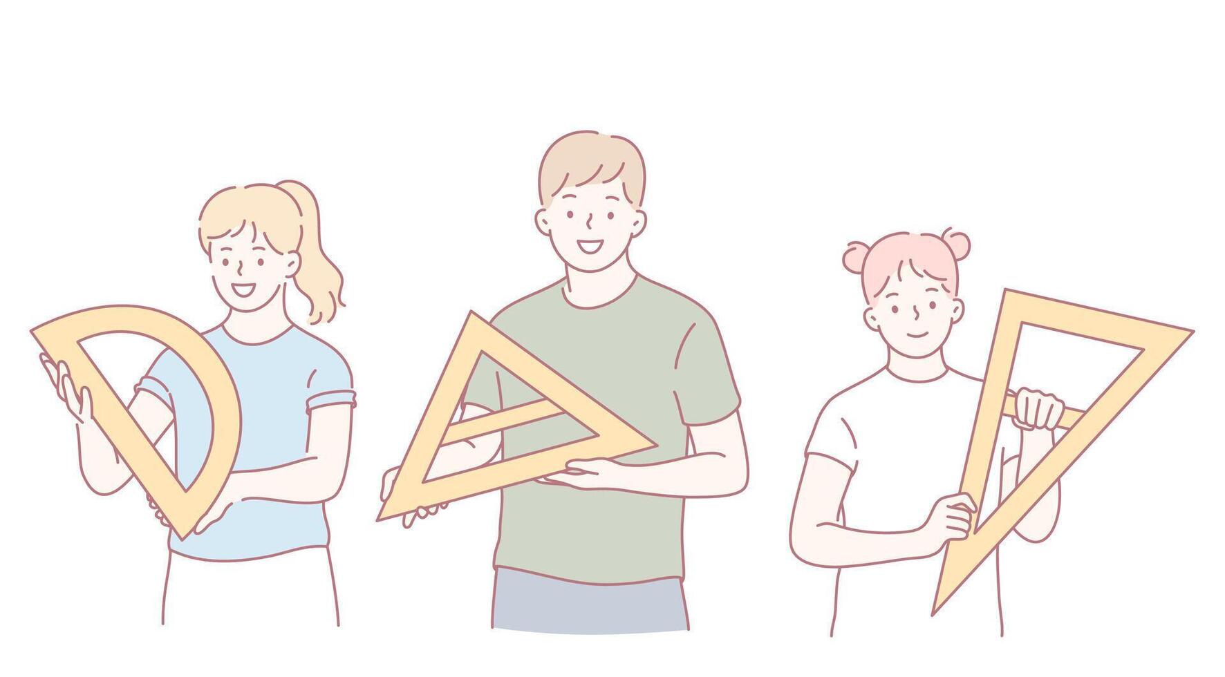 Students Actively Engaged in Learning Geometry Using Rulers and Protractors in Classrooms vector