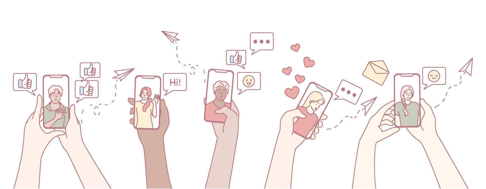Engaging and Connecting Through Digital Communication A Contemporary Modern Interaction vector