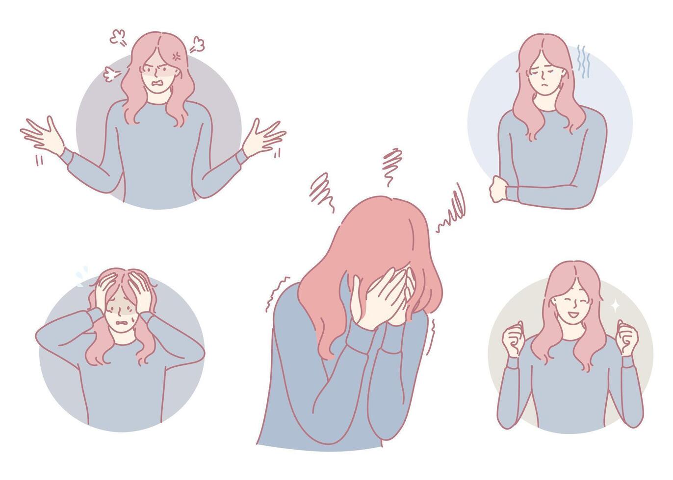 The Emotionally Expressive Depiction of a Woman Illustrated in a Unique Artistic Style vector