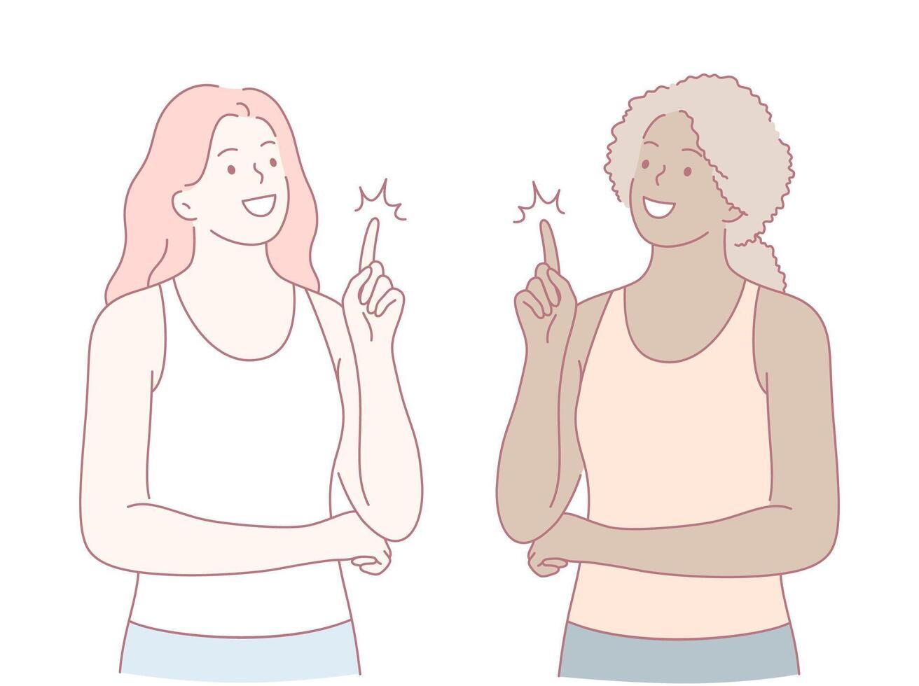 Two Women Engaging in Sharing Ideas, Creative Inspiration, and Building a Bright Future Together vector