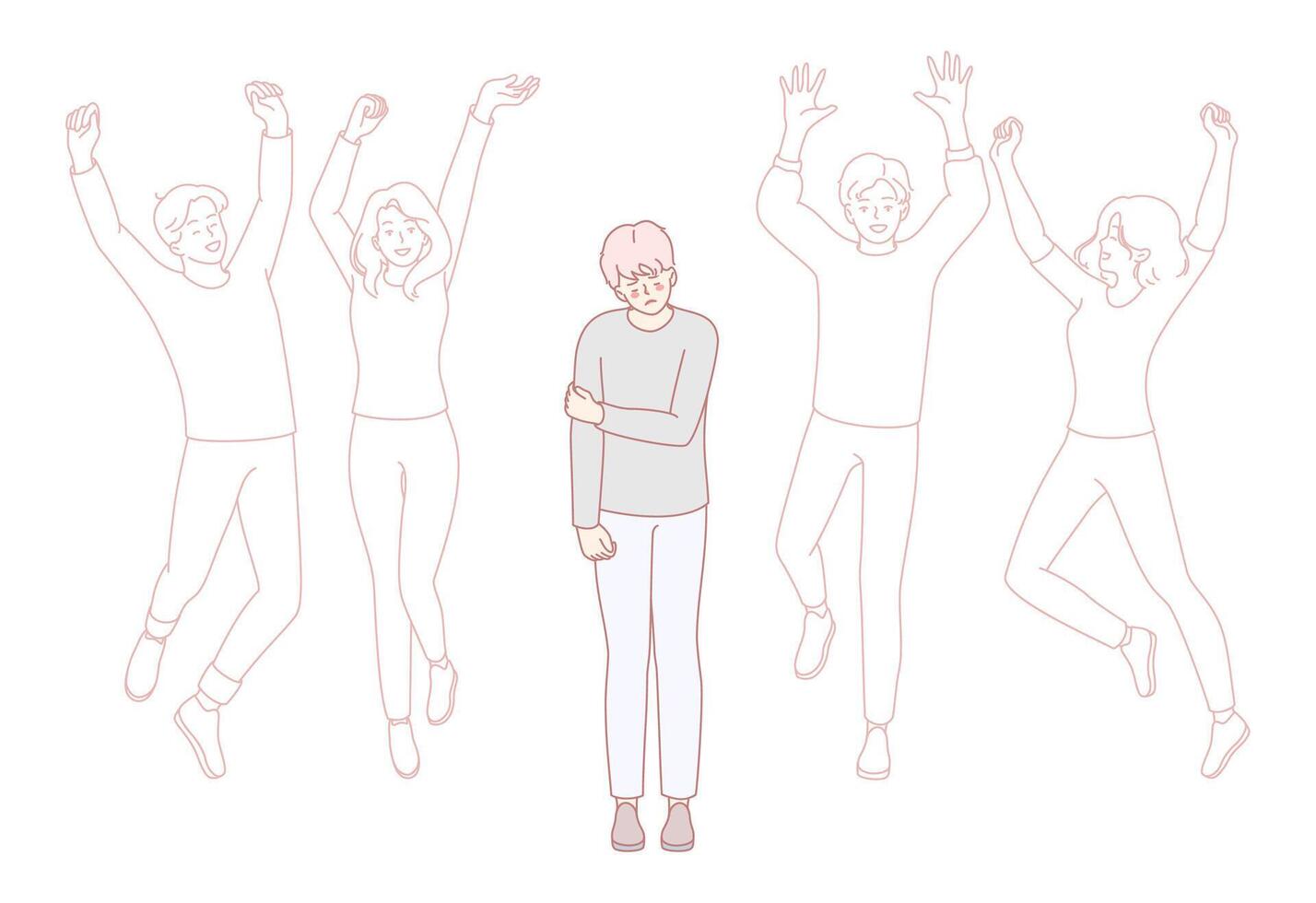 Contrasting Emotions The Themes of Joy and Isolation Illustrated Through Artful Expression vector