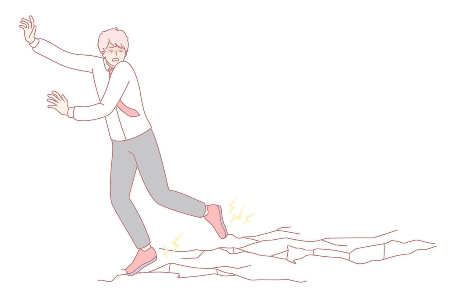 An Illustration Depicting a Person Slipping on Ice in a Dynamic and ActionPacked Scene vector