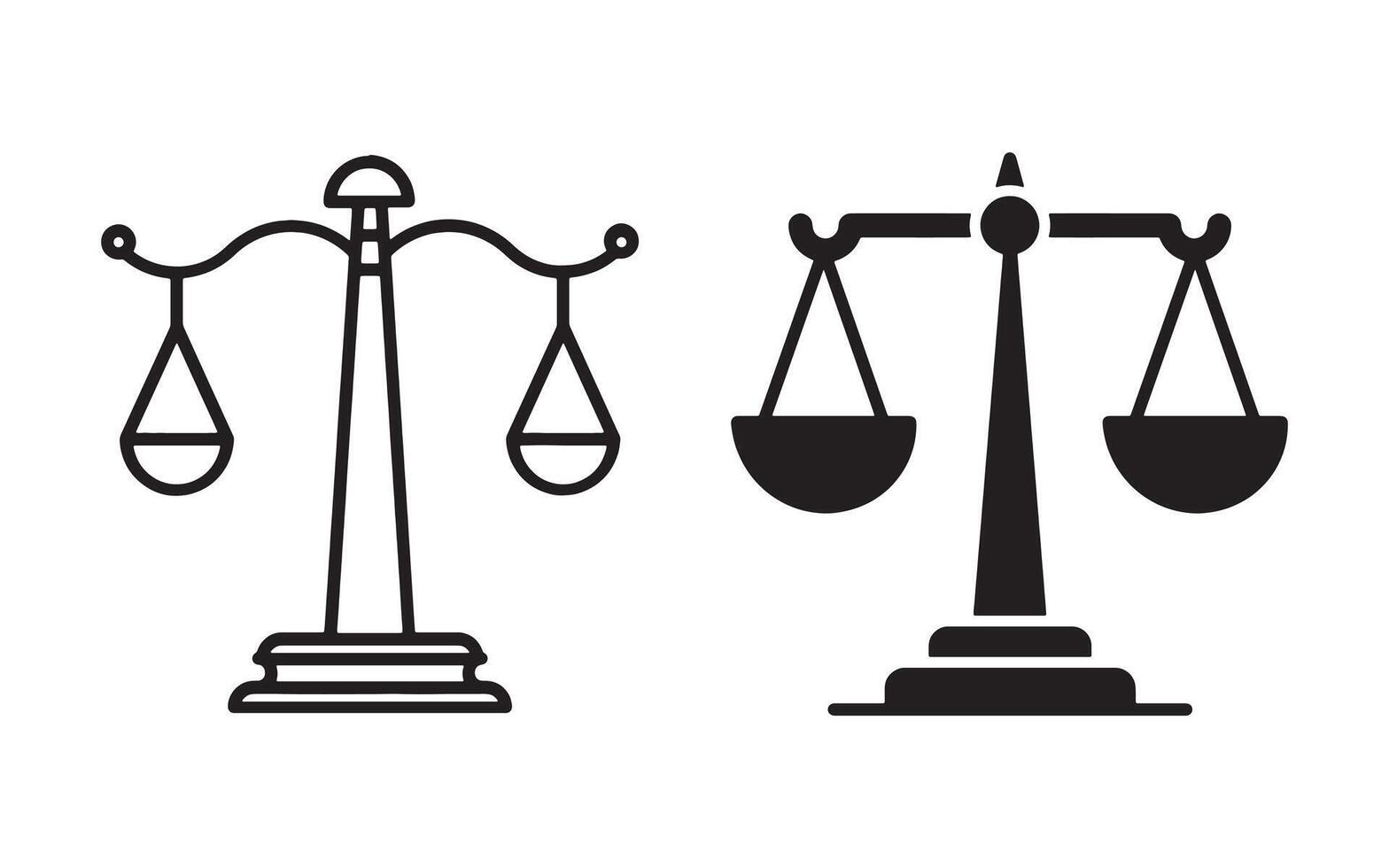 Two scales of justice on a white background vector