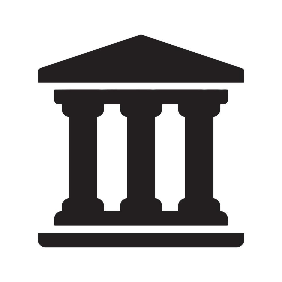 A black and white image of a building with columns vector