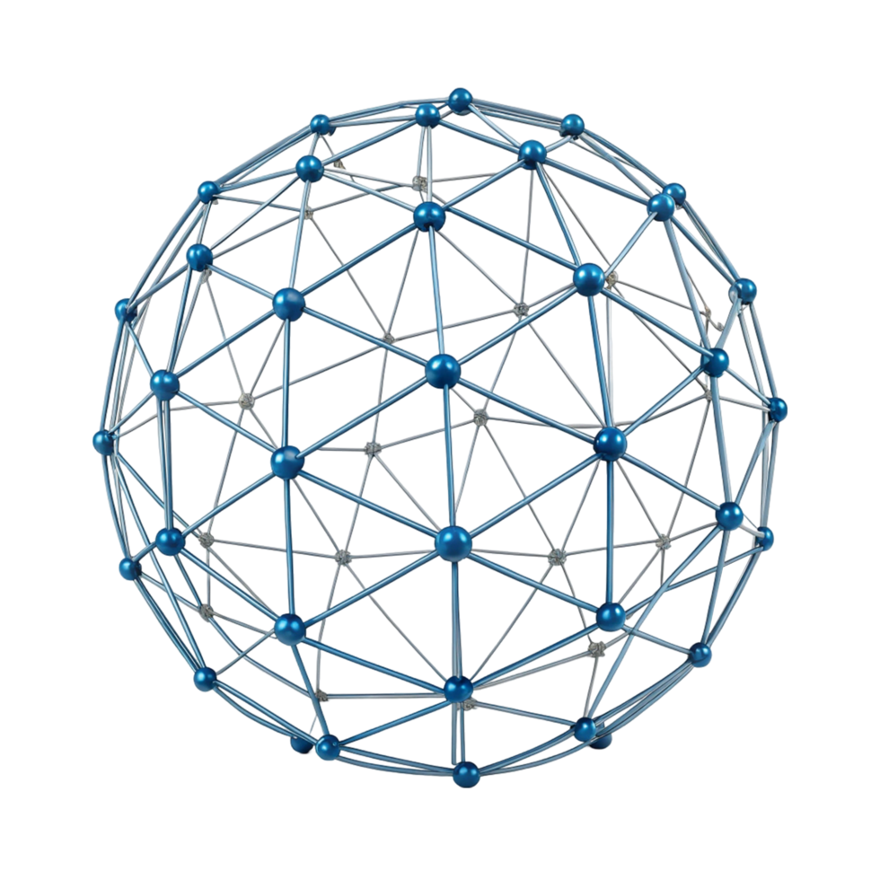 Abstract 3D sphere model. Network connection concept. png